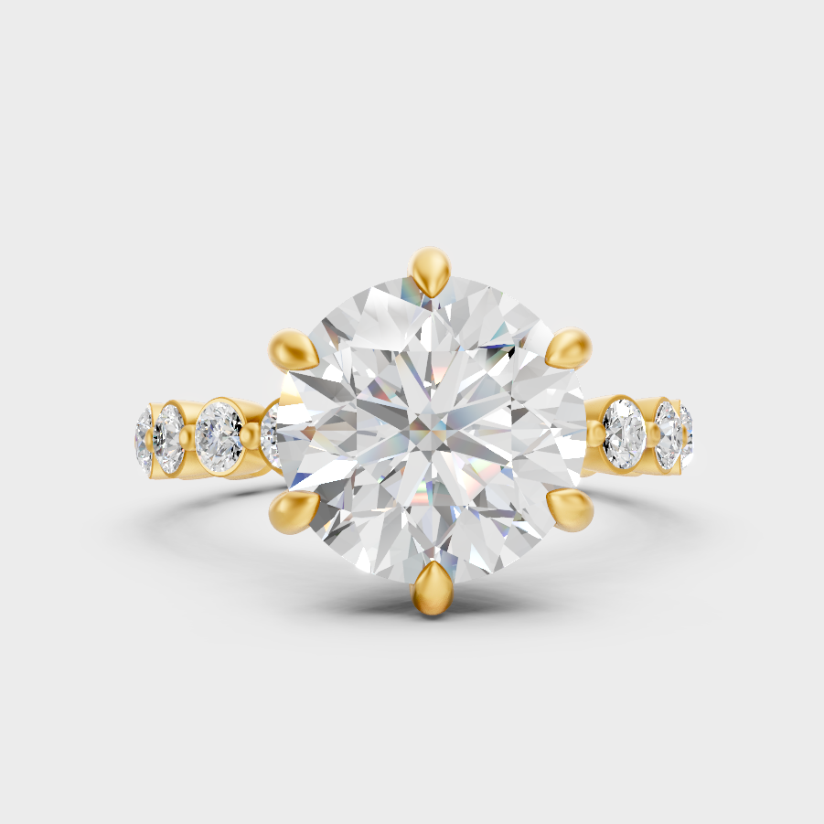 Yellow Gold Round Diamond Eternity Band Set Luxury Jewelry