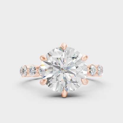 Rose Gold Luxury Round Diamond Anniversary Ring Set