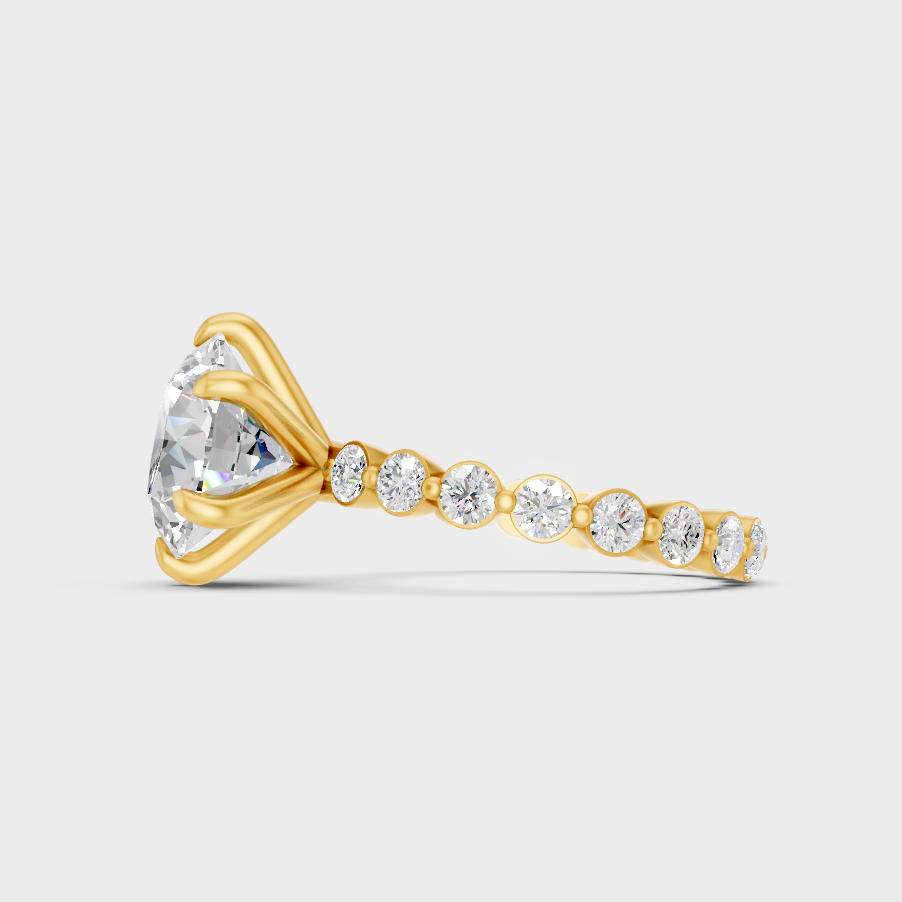 Designer Round Diamond Eternity Ring Set In Yellow Gold