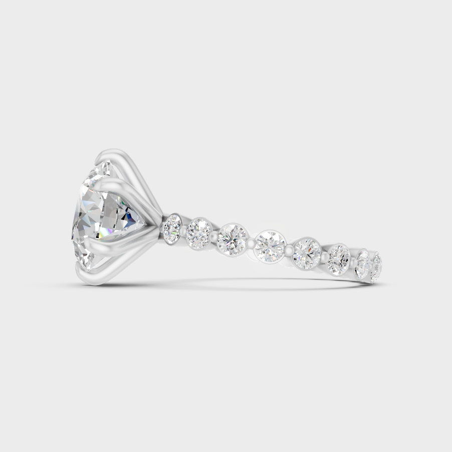 Modern Round Diamond Eternity Ring Set In White Gold Style