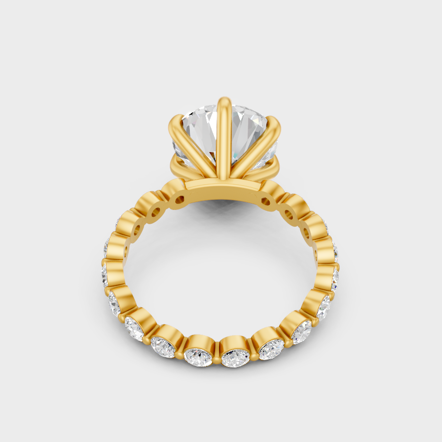 Yellow Gold Round Diamond Stackable Eternity Ring Set Luxury Style