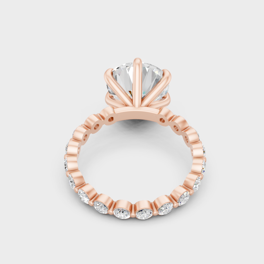 Rose Gold Round Eternity Wedding Band Set Elegant Jewelry
