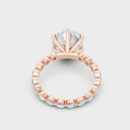 Rose Gold Round Eternity Wedding Band Set Elegant Jewelry