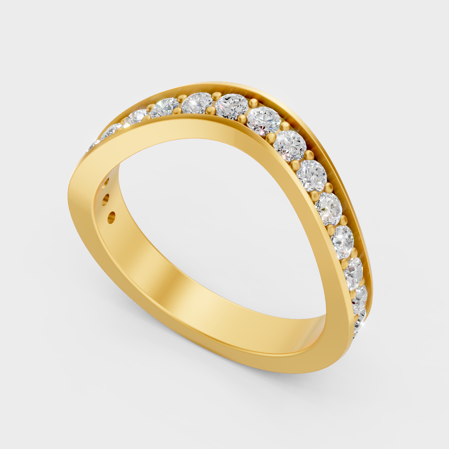 Yellow Gold Round Diamond Band Luxury Everyday Jewelry