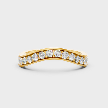 Luxury Round Diamond Band Ring In Yellow Gold Elegant Fine Jewelry