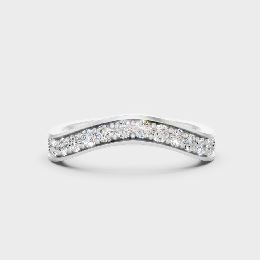 White Gold Diamond Band Ring With Certified Round Lab Diamonds