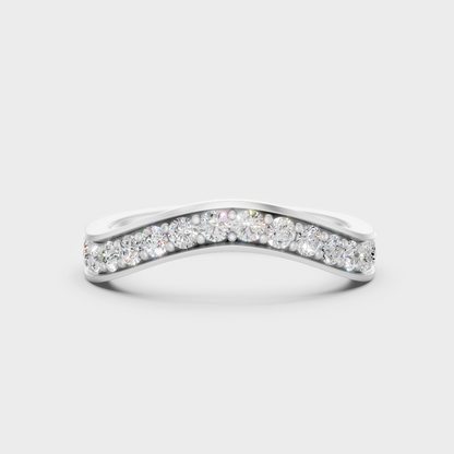White Gold Diamond Band Ring With Certified Round Lab Diamonds