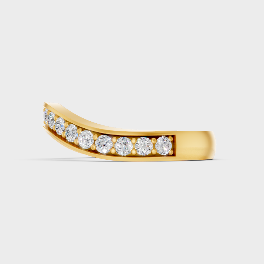 Designer Round Diamond Band Ring In Yellow Gold