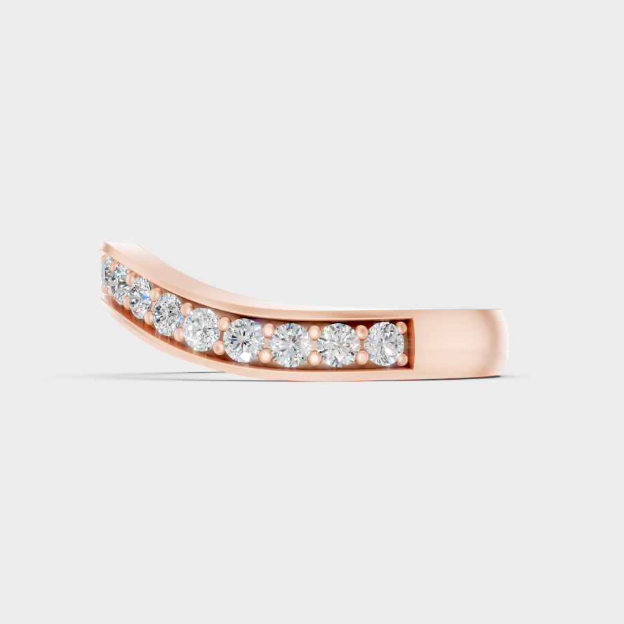 Round Cut Lab Diamond Band Ring In Rose Gold Elegant Design