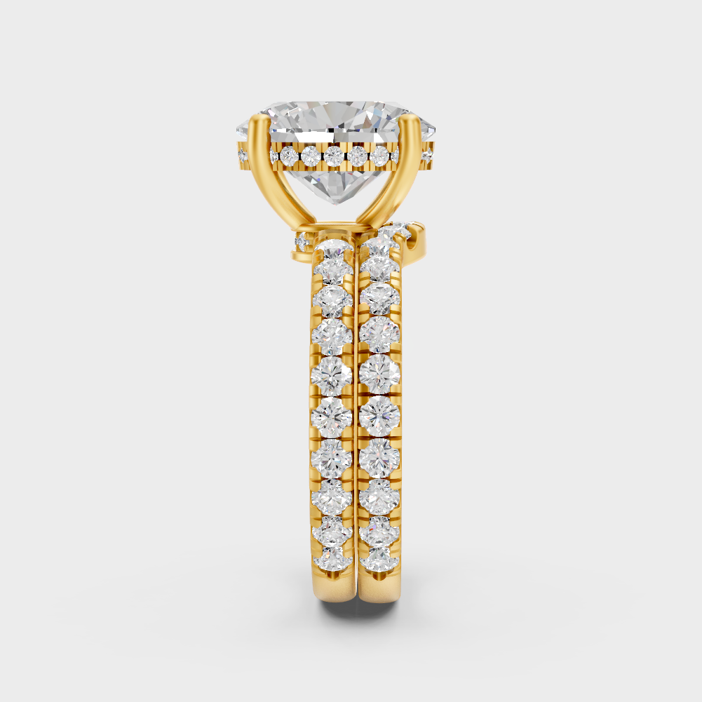 Yellow Gold Oval Diamond Bridal Ring Set Luxury Design