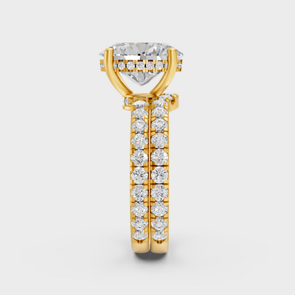 Yellow Gold Oval Diamond Bridal Ring Set Luxury Design