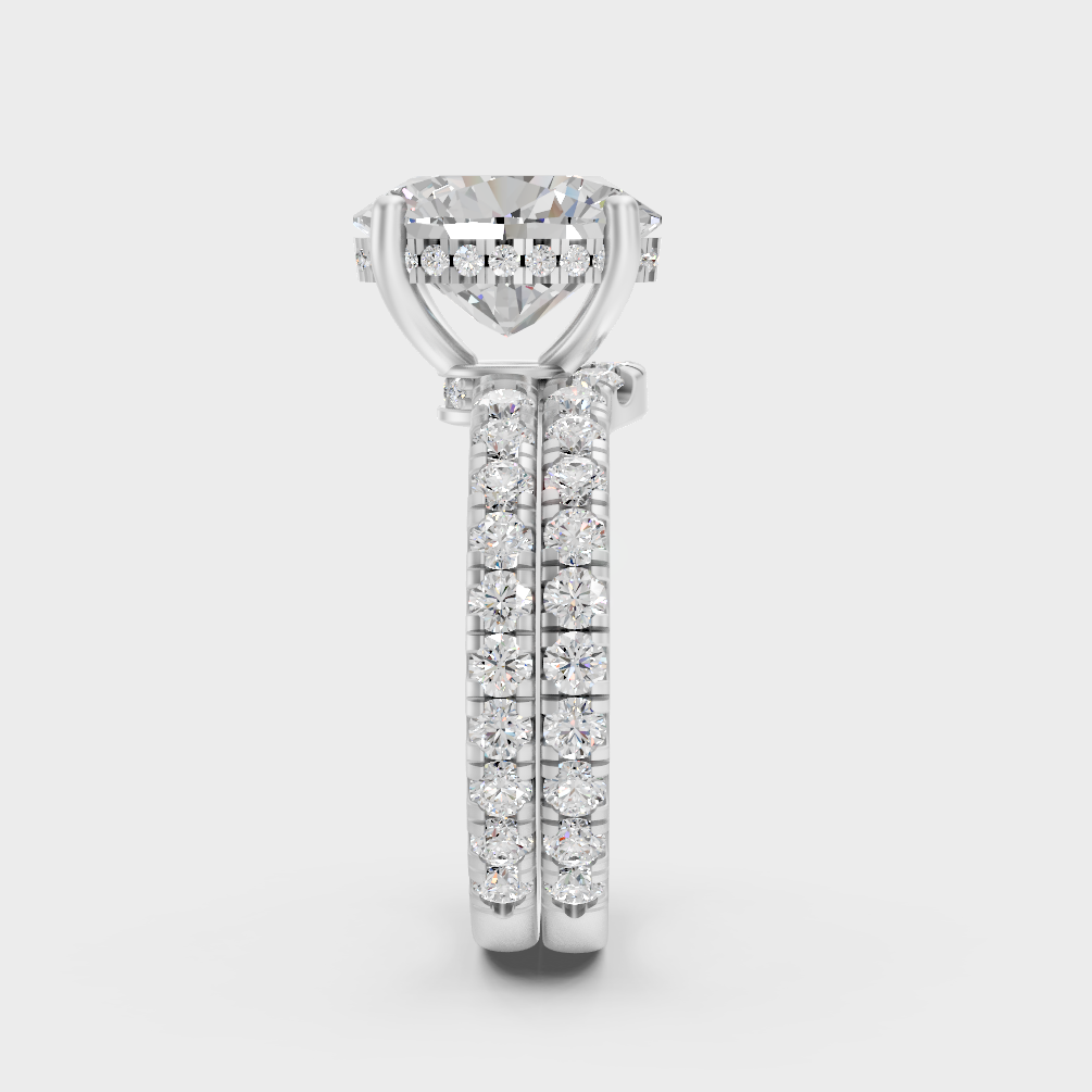 White Gold Certified Oval Round Diamond Ring Set Elegant Style