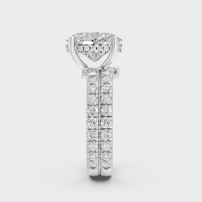 White Gold Certified Oval Round Diamond Ring Set Elegant Style