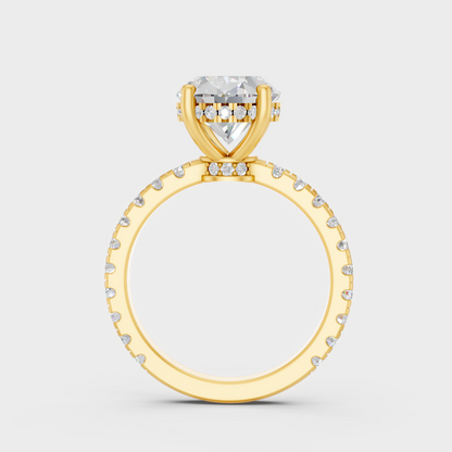 Yellow Gold Oval Statement Ring Set Luxury Jewelry