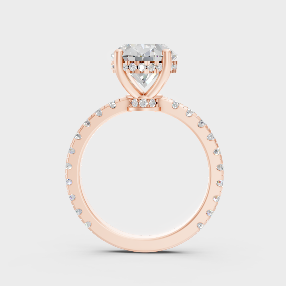 Ethical Lab Grown Hidden Halo Ring Set In Rose Gold