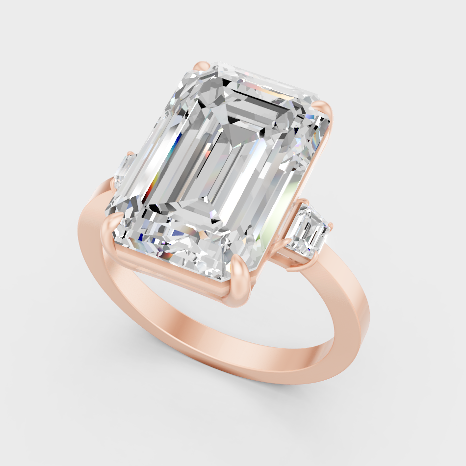 Emerald Cut Lab Diamond Ring In Rose Gold Elegant Couture Style