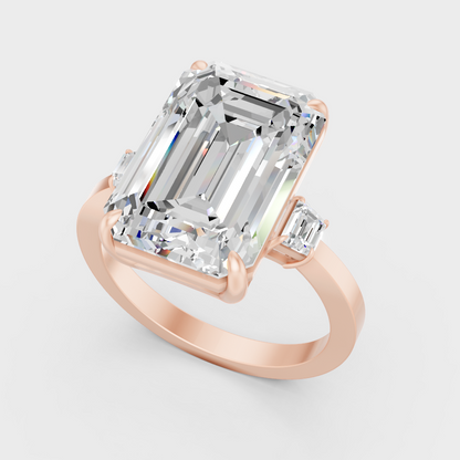 Emerald Cut Lab Diamond Ring In Rose Gold Elegant Couture Style