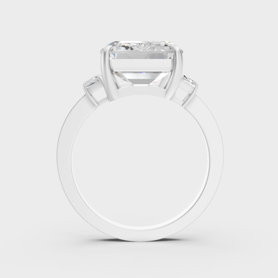 White Gold Luxury Emerald Diamond Couture Ring Fine Jewelry