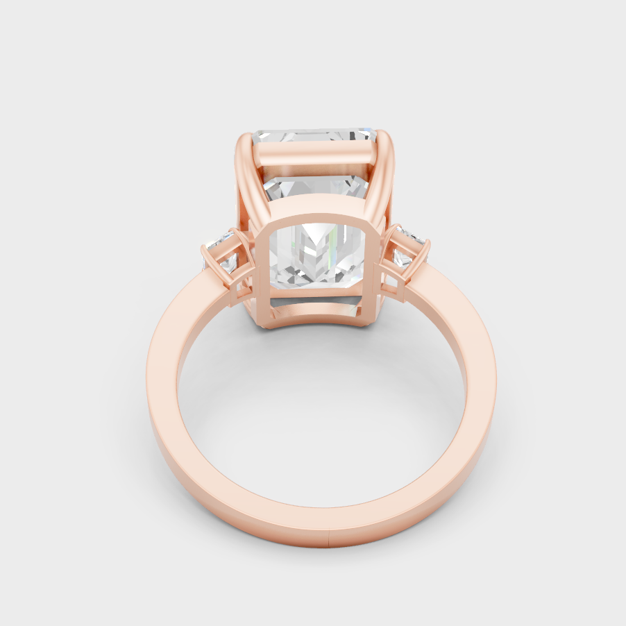 Contemporary Lab Diamond Emerald Ring In Rose Gold