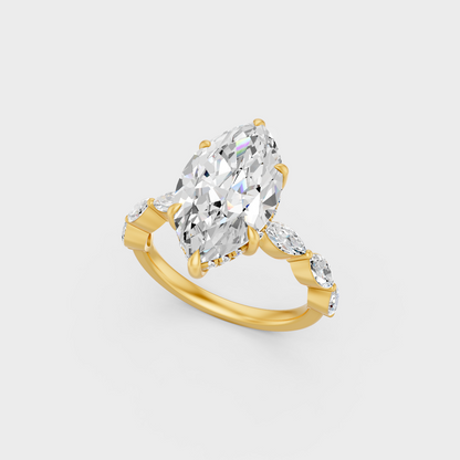 Yellow Gold Marquise Diamond Bridal Ring Luxury Design