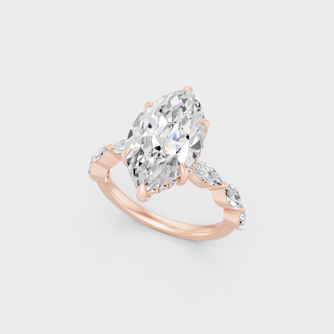 Contemporary Lab Diamond Marquise Ring In Rose Gold