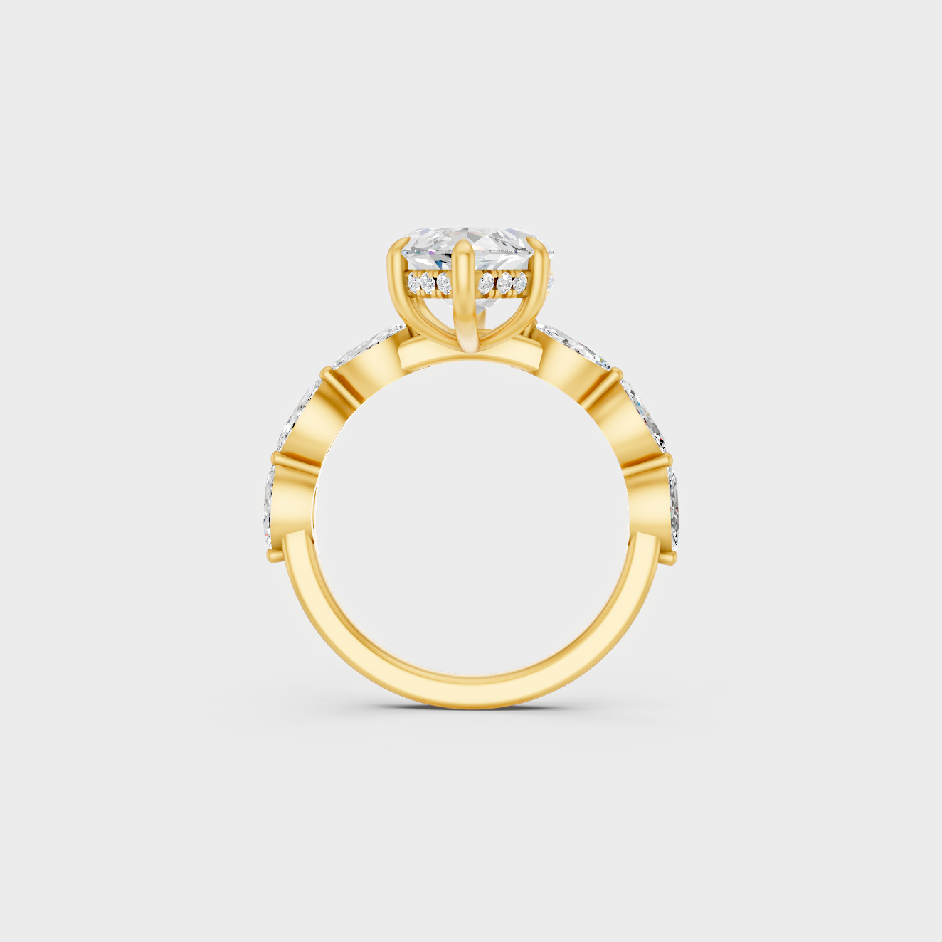 Yellow Gold Marquise Statement Ring Luxury Jewelry