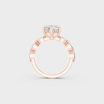 Ethical Lab Grown Marquise Hidden Halo Ring In Rose Gold