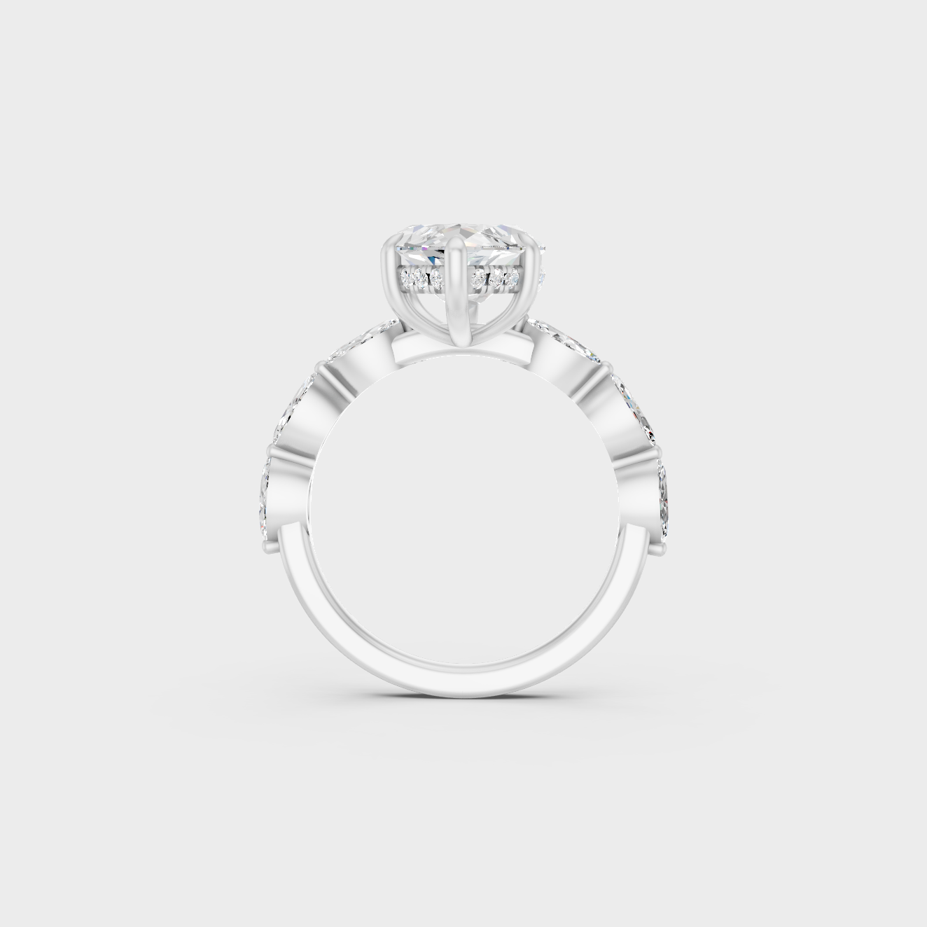 White Gold Marquise Proposal Ring With Hidden Halo Sparkle