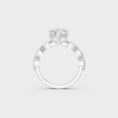 White Gold Marquise Proposal Ring With Hidden Halo Sparkle