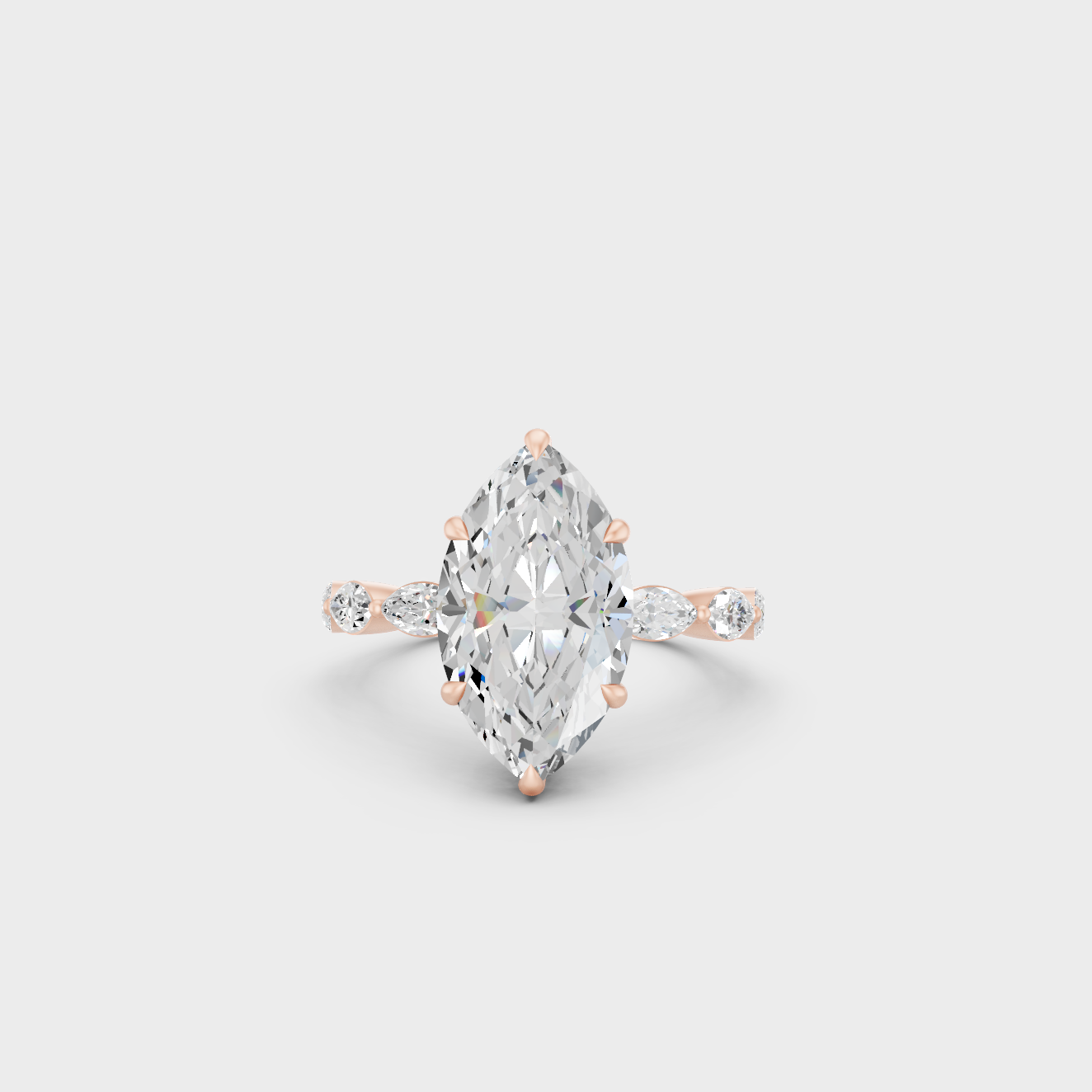 Rose Gold Marquise Diamond Anniversary Ring Elegant Jewelry