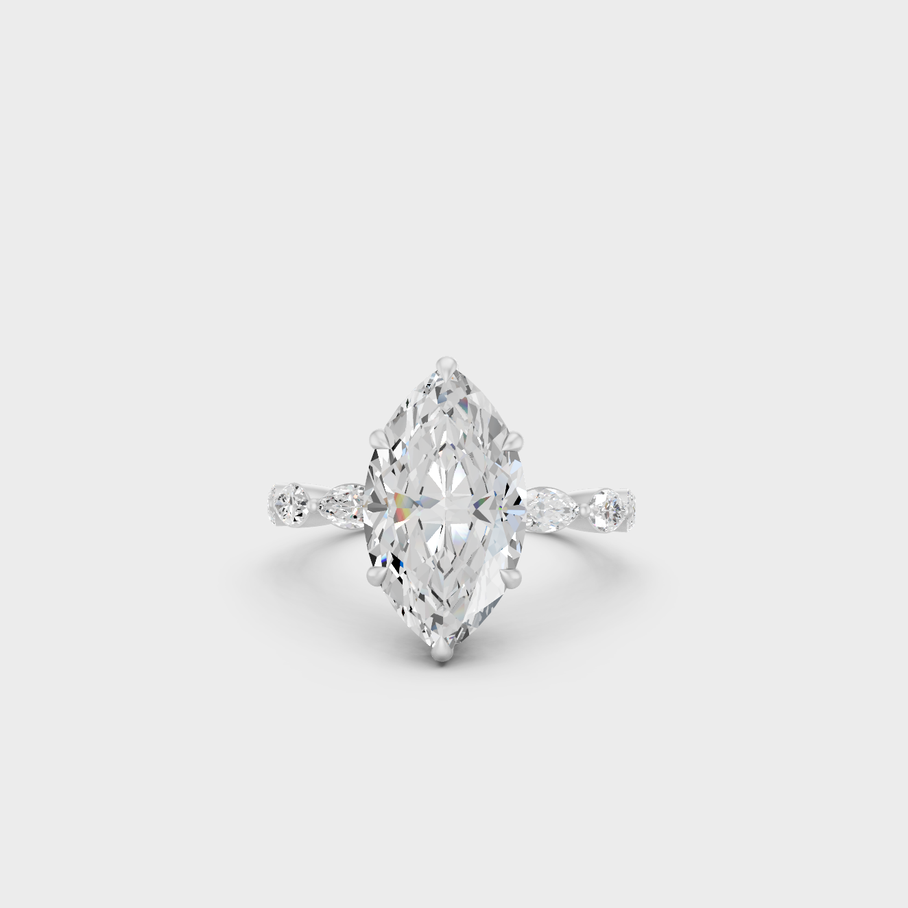 White Gold Marquise Hidden Halo Ring With Certified Lab Diamonds