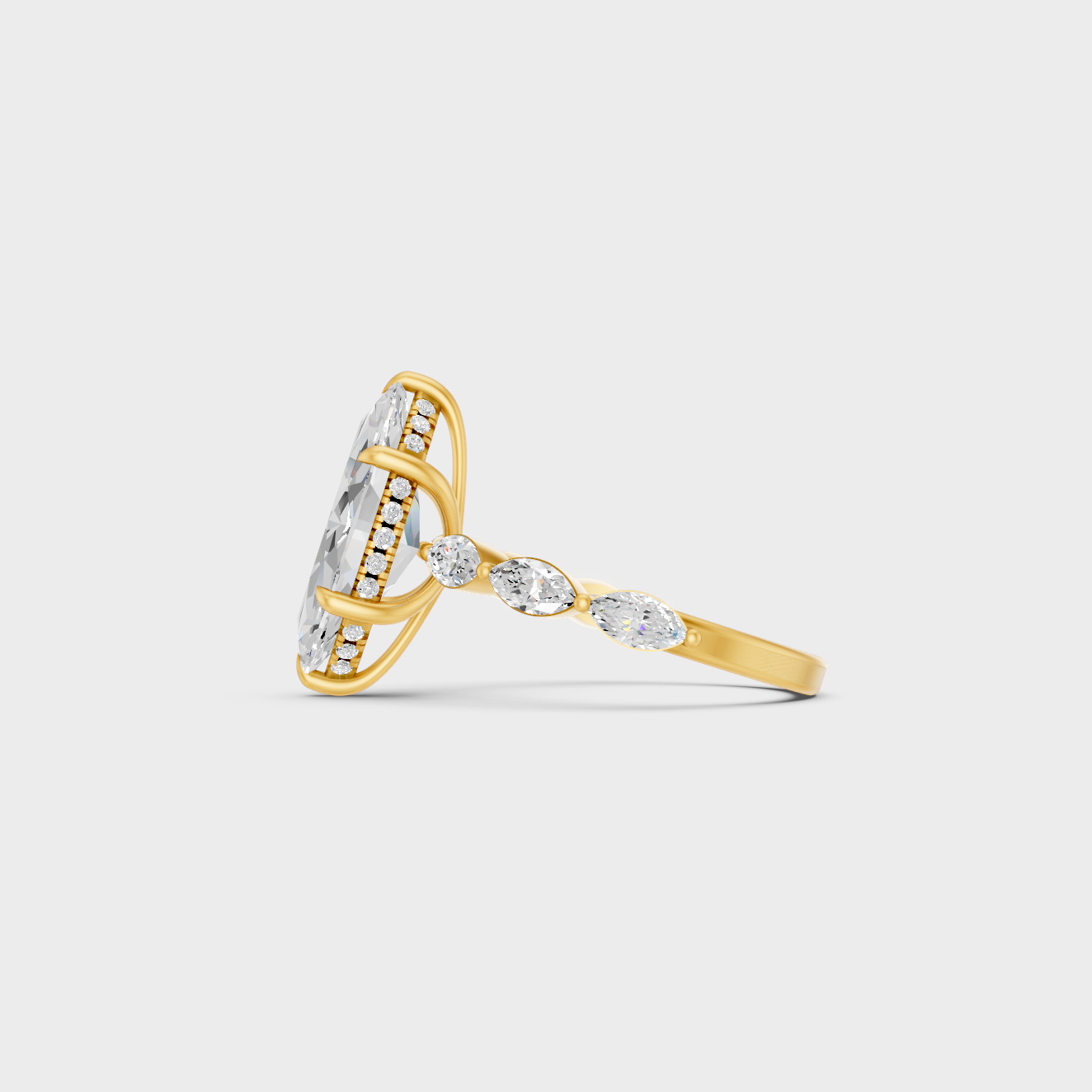 Designer Marquise Diamond Ring In Yellow Gold