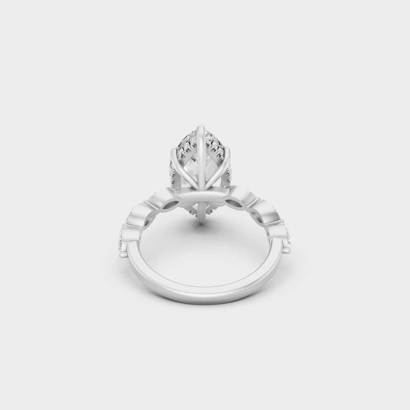Platinum Fine Jewelry Marquise Hidden Halo Ring For Women