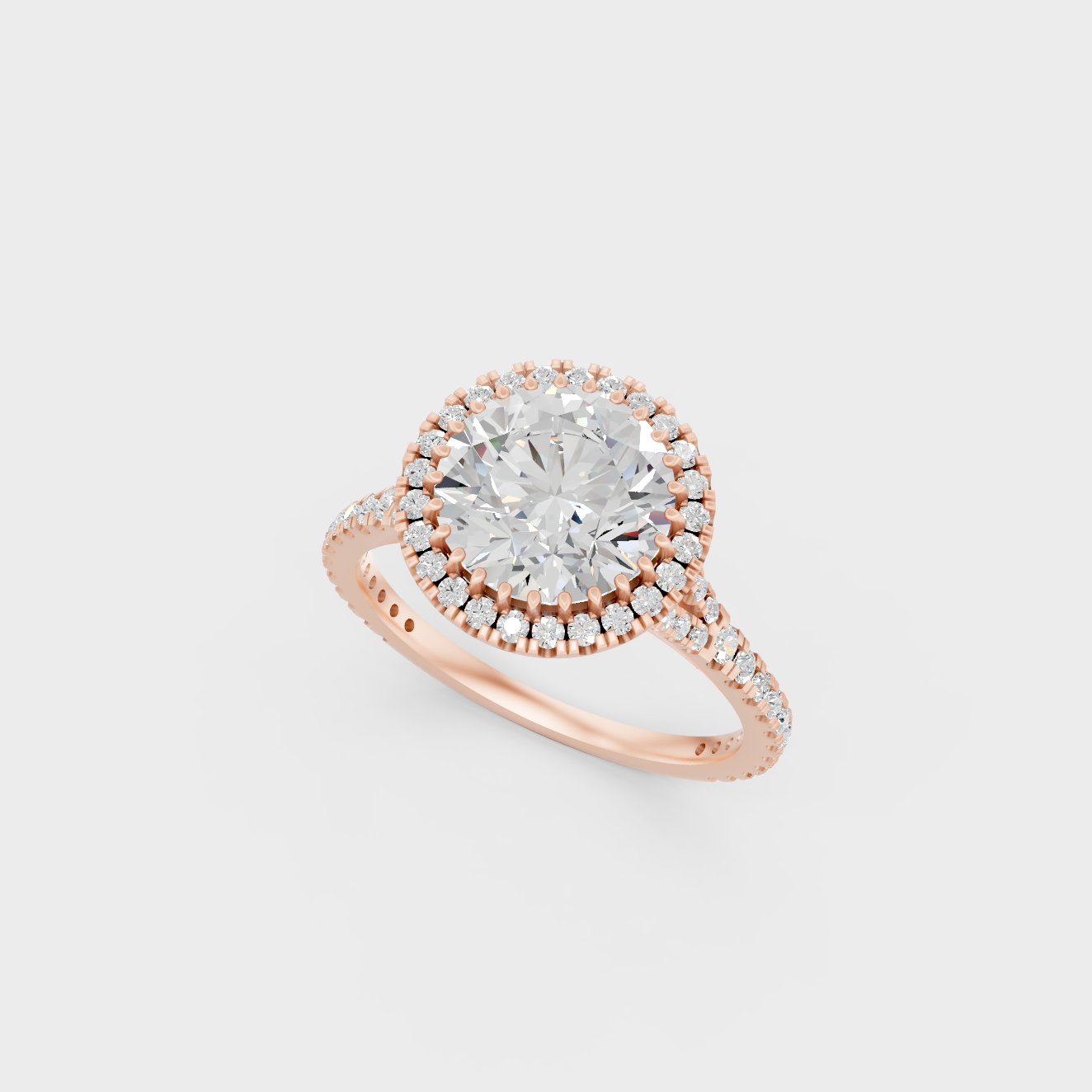 Ethical Lab Grown Halo Diamond Ring In Rose Gold