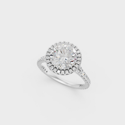 Platinum Round Cut Diamond Halo Ring Timeless Elegance