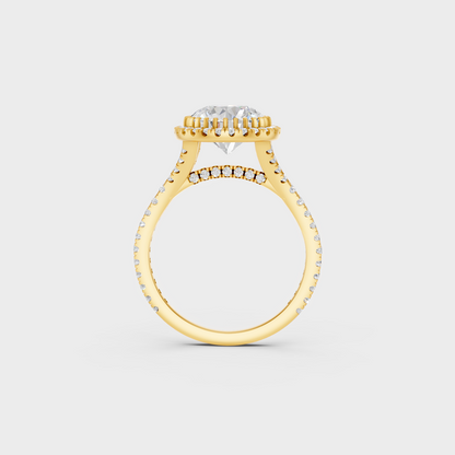 Yellow Gold Round Halo Statement Ring Luxury Jewelry