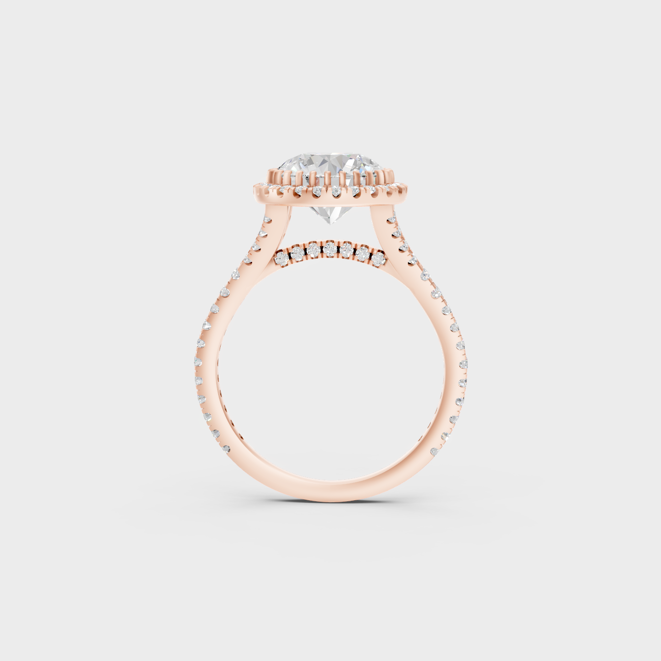 Rose Gold Engagement Halo Ring With Ethical Lab Diamonds