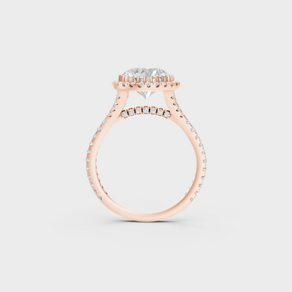 Rose Gold Engagement Halo Ring With Ethical Lab Diamonds