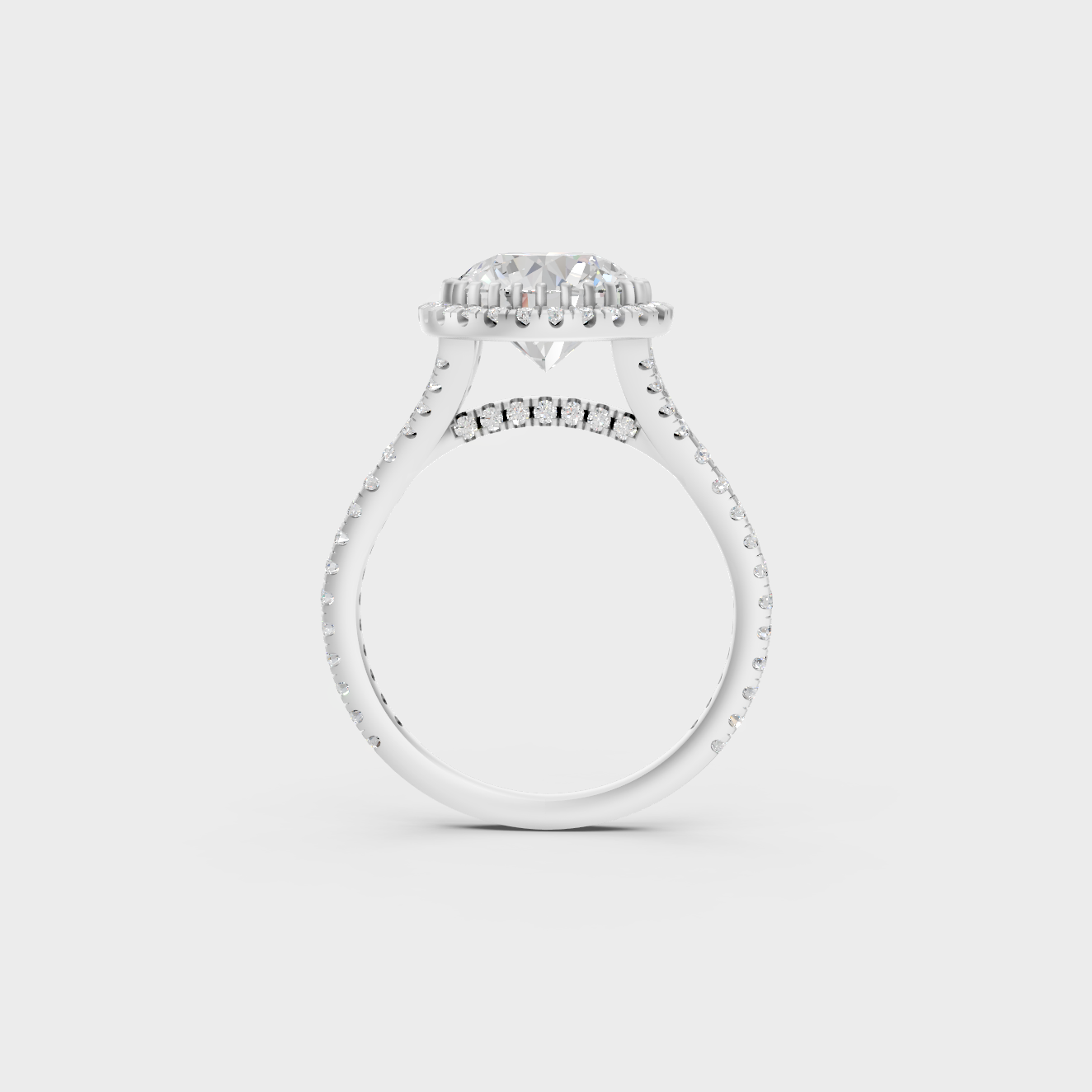 White Gold Round Proposal Halo Ring With Brilliant Sparkle