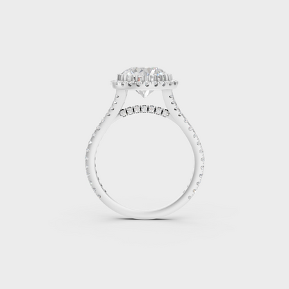 White Gold Round Proposal Halo Ring With Brilliant Sparkle