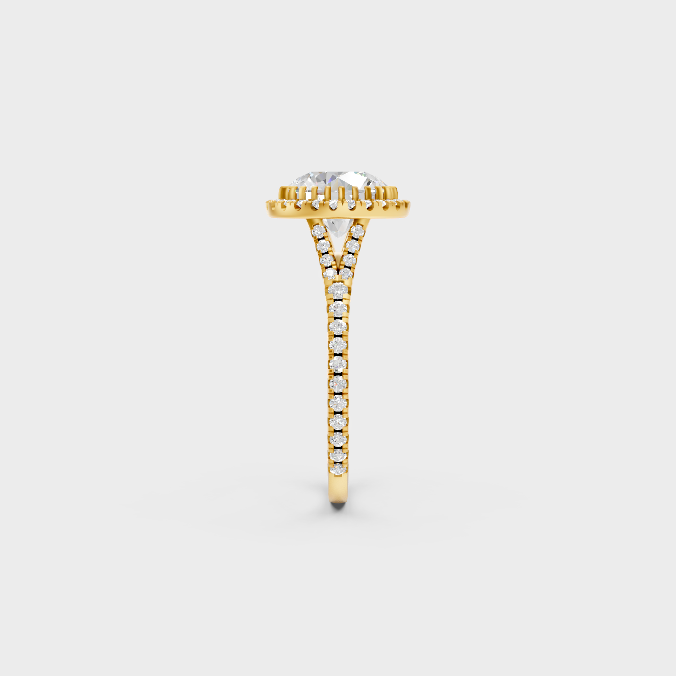 Elegant Round Halo Proposal Ring In Yellow Gold