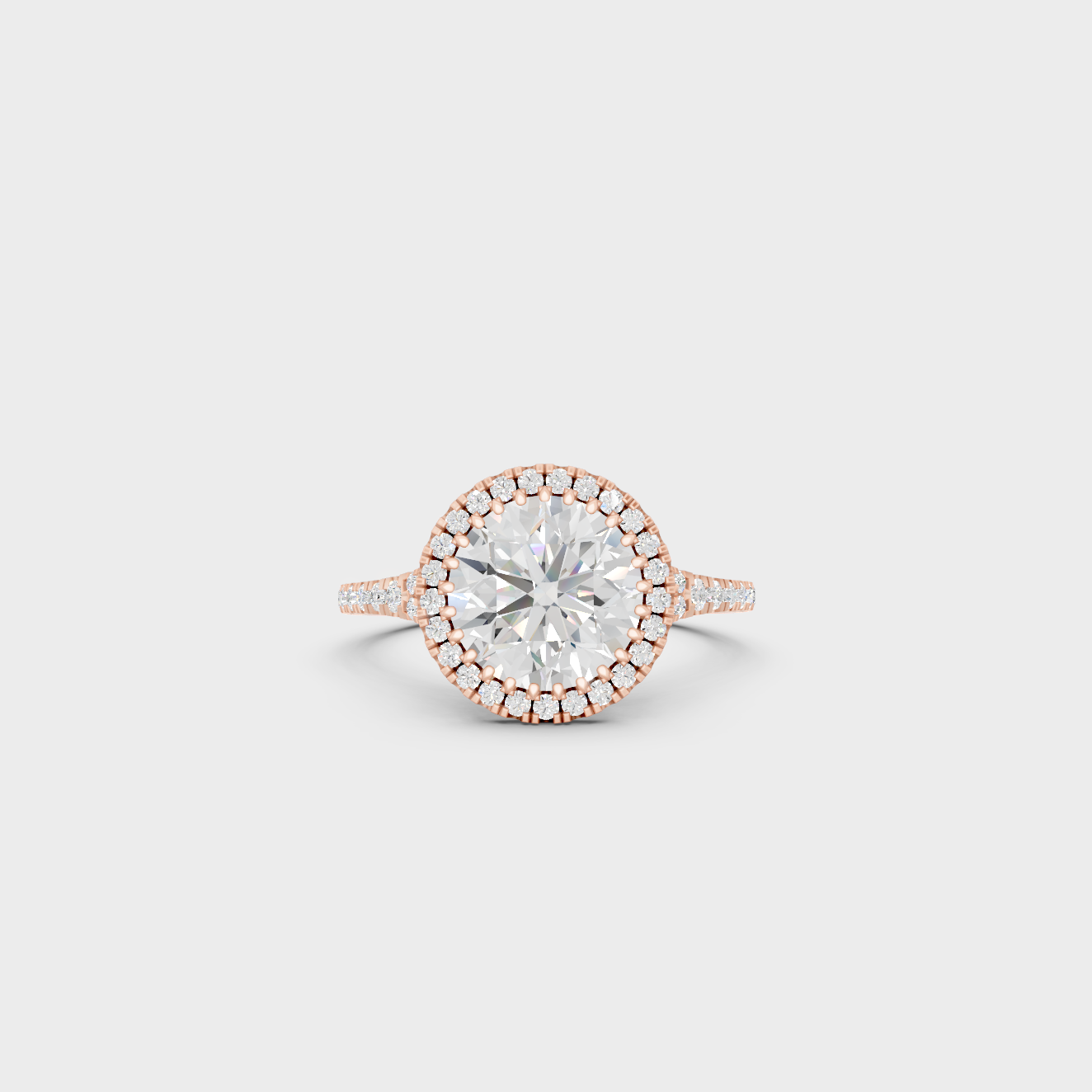 Contemporary Lab Diamond Halo Ring In Rose Gold