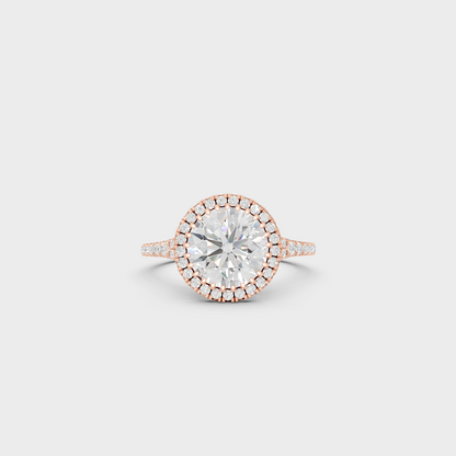 Contemporary Lab Diamond Halo Ring In Rose Gold