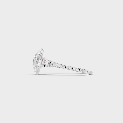 White Gold Certified Round Halo Diamond Ring Elegant Design