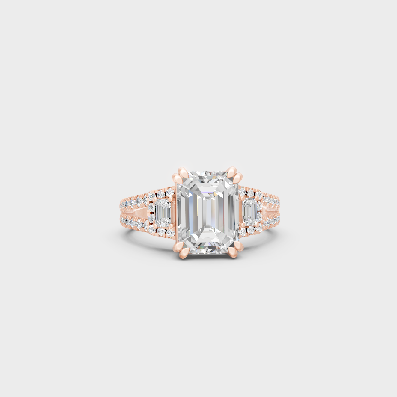Contemporary Lab Diamond Emerald Ring In Rose Gold