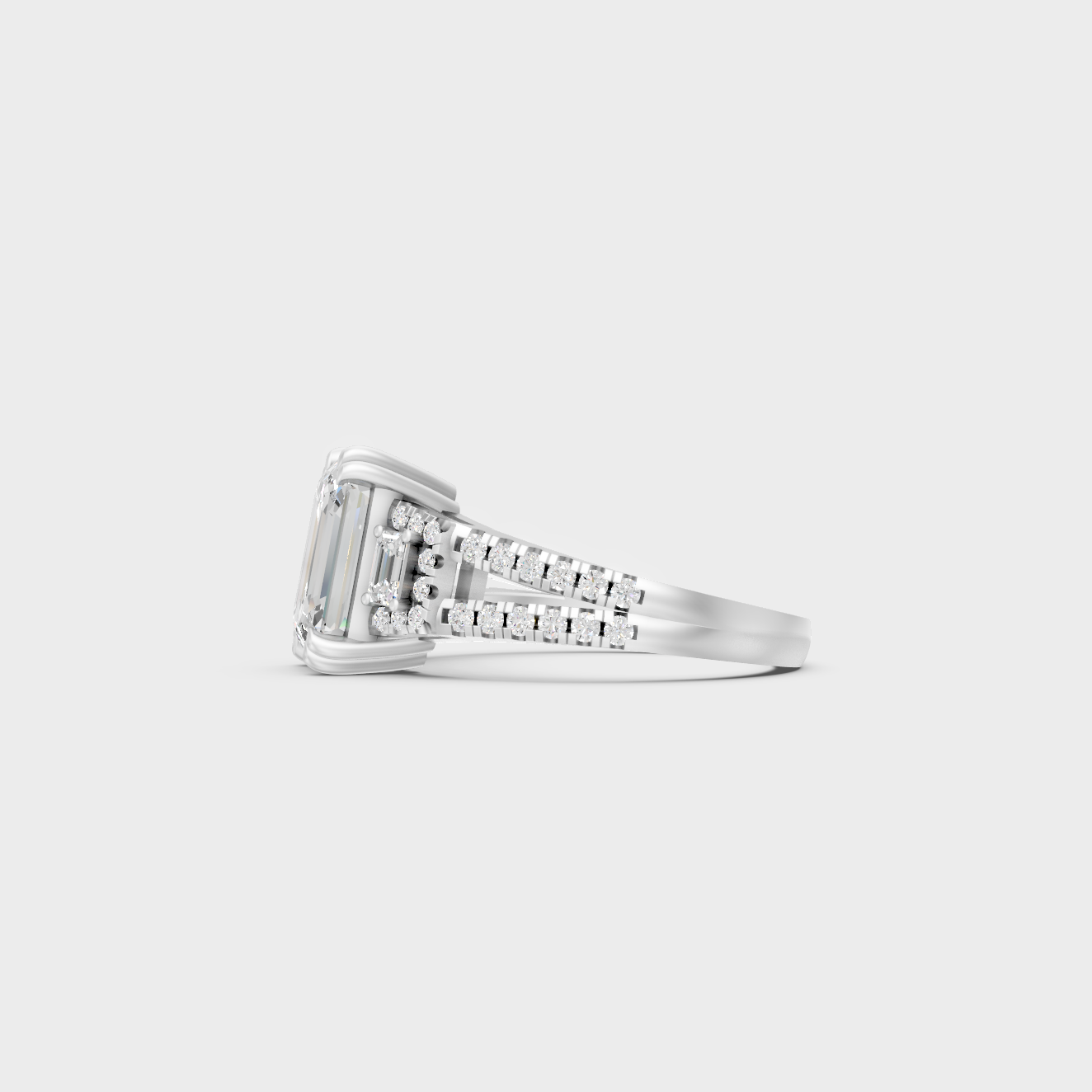 White Gold Emerald Proposal Ring With Round Accent Sparkle