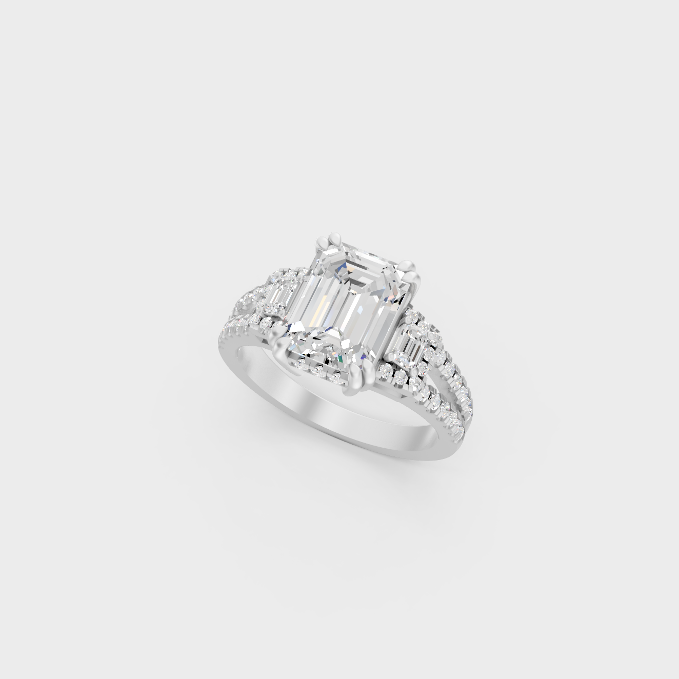 Platinum Emerald And Round Cut Diamond Ring Timeless Elegance