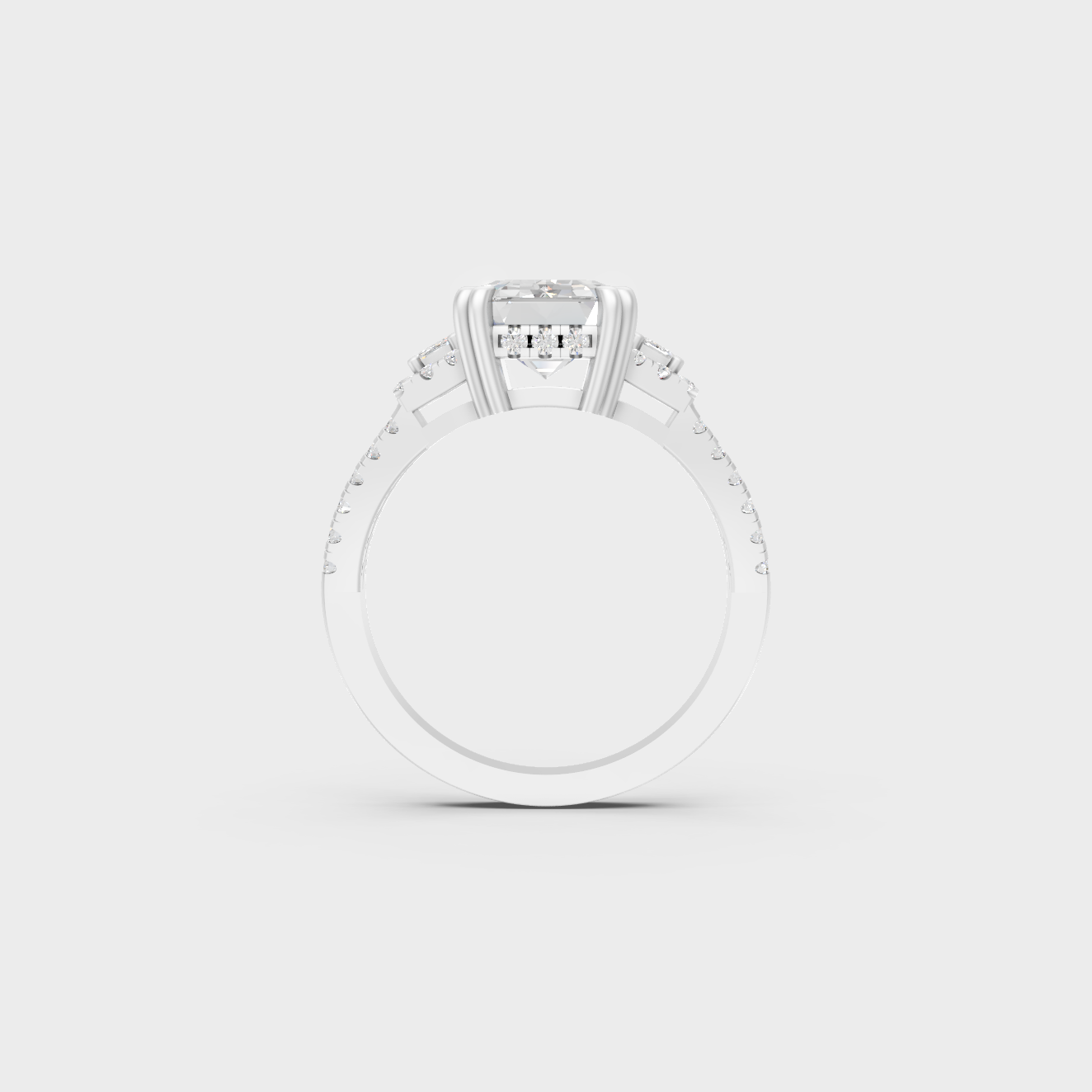 Premium Platinum Emerald Diamond Solitaire Ring Fine Jewelry