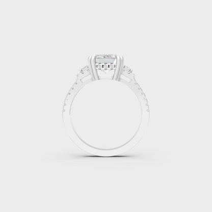 Premium Platinum Emerald Diamond Solitaire Ring Fine Jewelry
