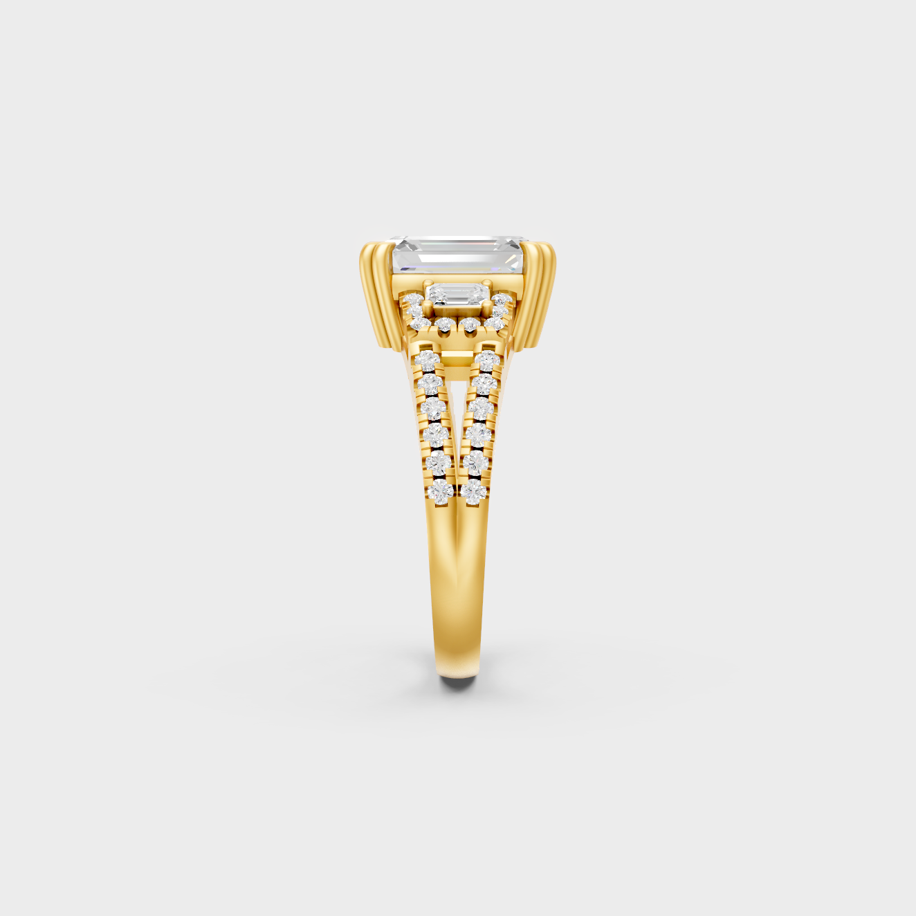 Designer Emerald Diamond Ring In Yellow Gold